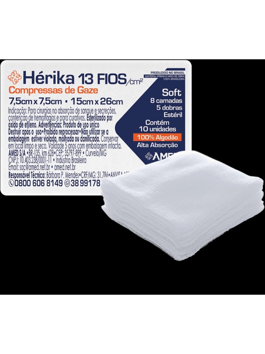 COMPRESSA DE GAZE ESTÉRIL 13 FIOS C/10